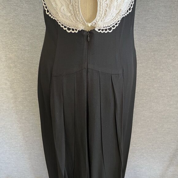 Jessica McClintock Vintage 80s Maxi Dress 12 Lace Black White Pencil Elegant USA - Picture 9 of 15